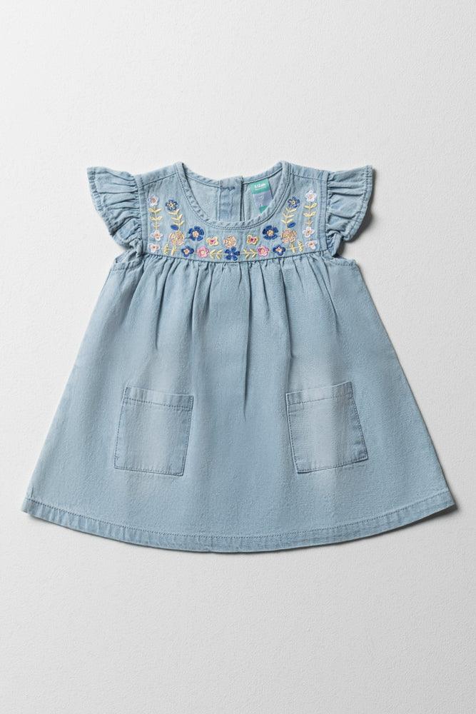 A-Line Denim Dress Light Blue