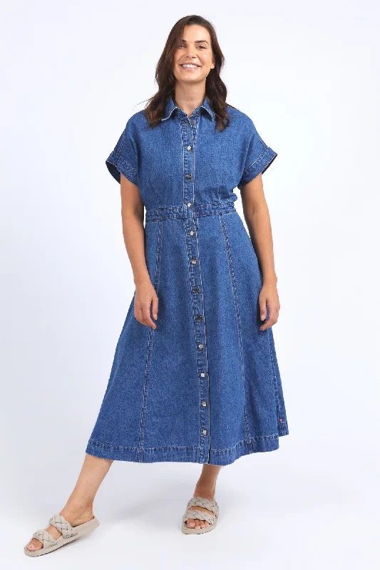 Elm Aimee Denim Dress Mid Blue Wash