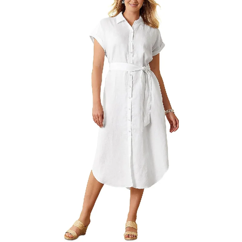 Womens Collared Short Sleeve Shirtdress