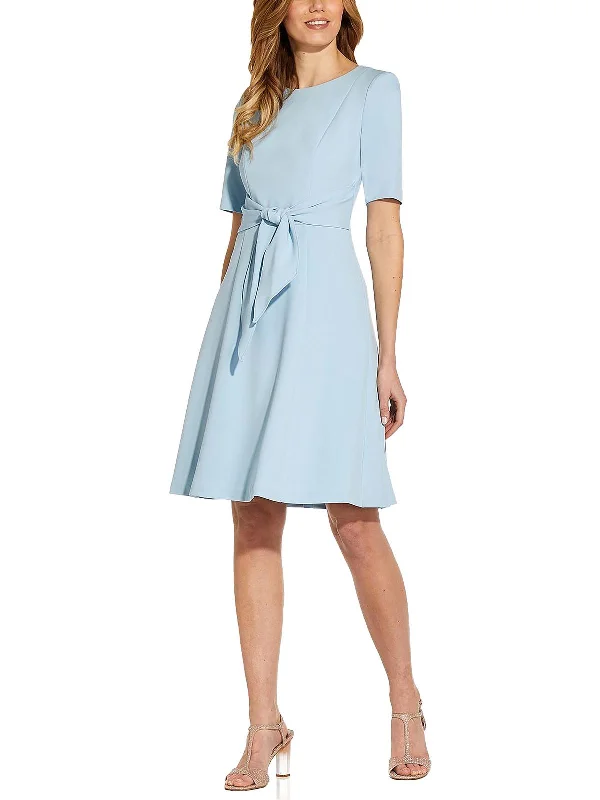 Womens Tie Front Knee Fit & Flare Dress