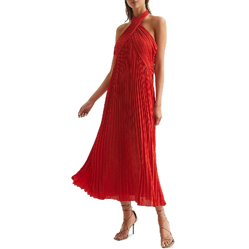 Roya Womens Halter Shutter Pleat Cocktail And Party Dress