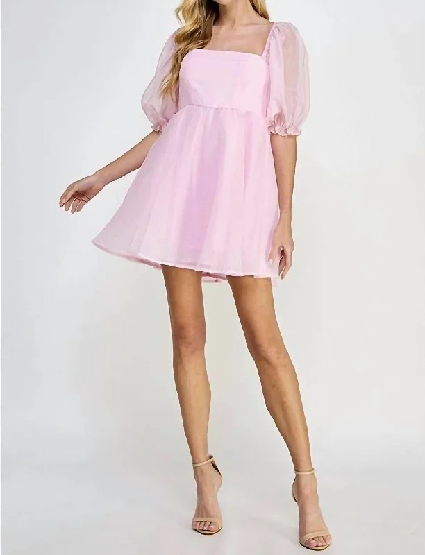 Babydoll Mini Dress In Light Pink