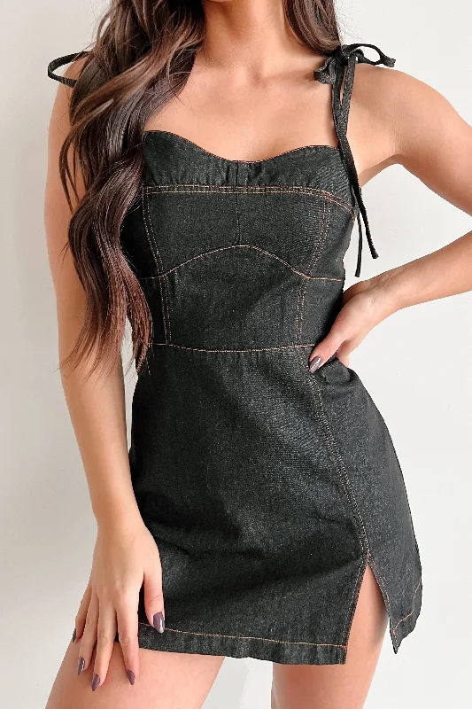 Heard A Rumor Denim Mini Dress (Dark Denim)