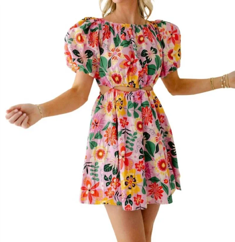 Annie Floral Mini Dress In Floral Pop