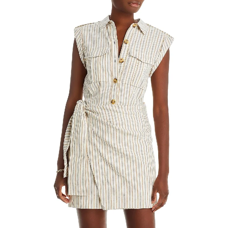 Giselle Womens Collar Mini Shirtdress