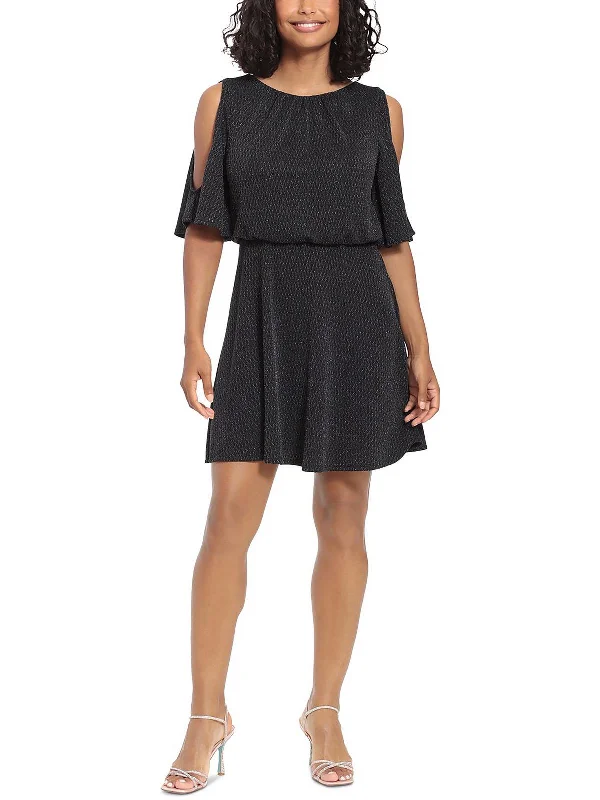 Petites Womens Blouson Mini Cocktail and Party Dress