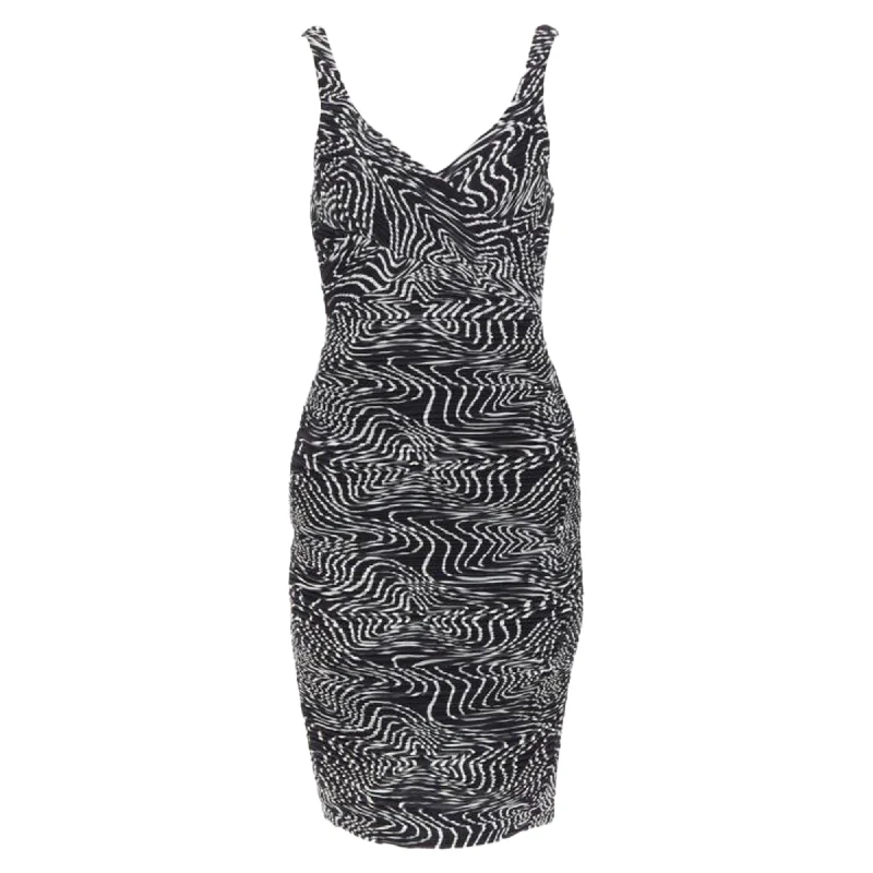 Versace silk swirl print ruche pleated cocktail dress