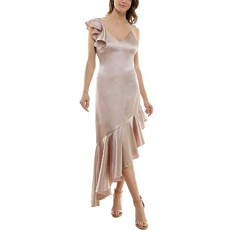 Womens Hi-Low Adjustable Straps Cocktail And Party Dress