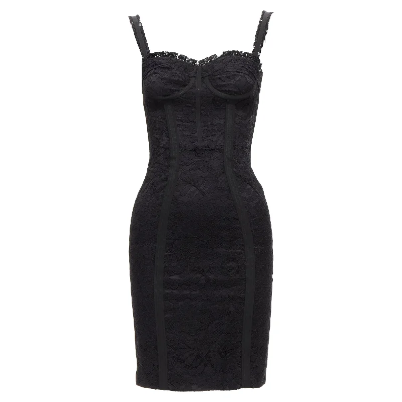 Dolce Gabbana lace bustier corset exposed boning cocktail dress