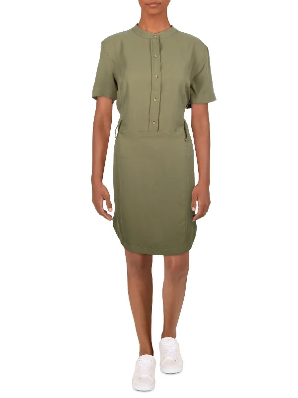 Womens Woven Short Sleeves Shirtdress