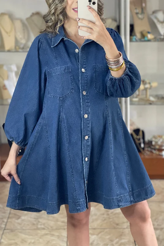 Long Sleeve Button Down Denim Dress