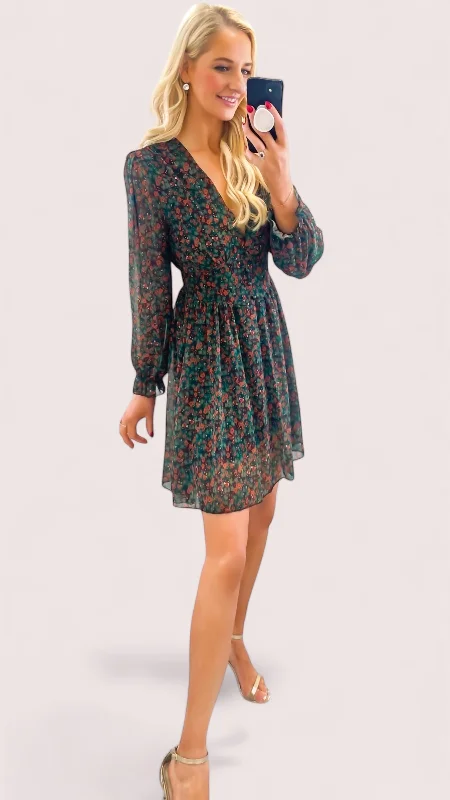 A2129 Cathinka Khaki Ditsy Mini Dress