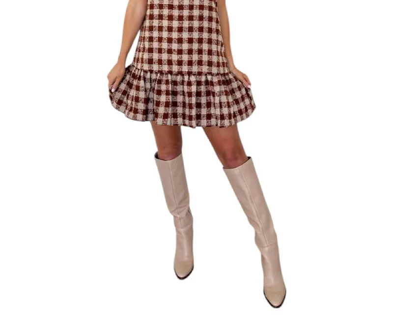 Just Getting Started Tweed Mini Dress In Brown