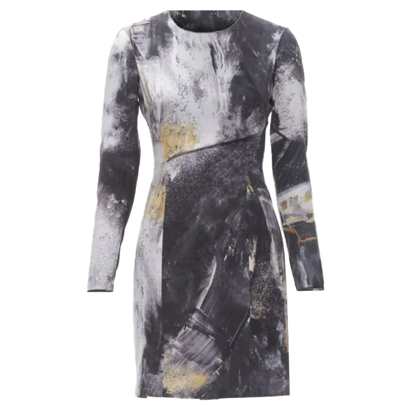 Helmut Lang abstract paint stroke print mini dress