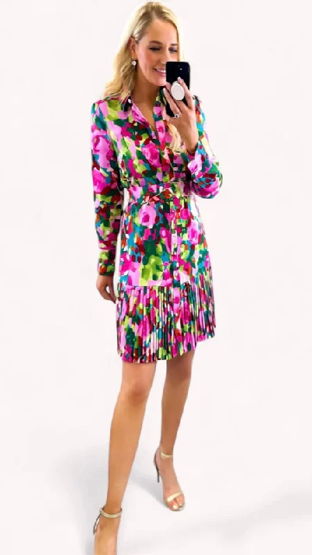 A2130 Miral Green Floral Shirt Dress