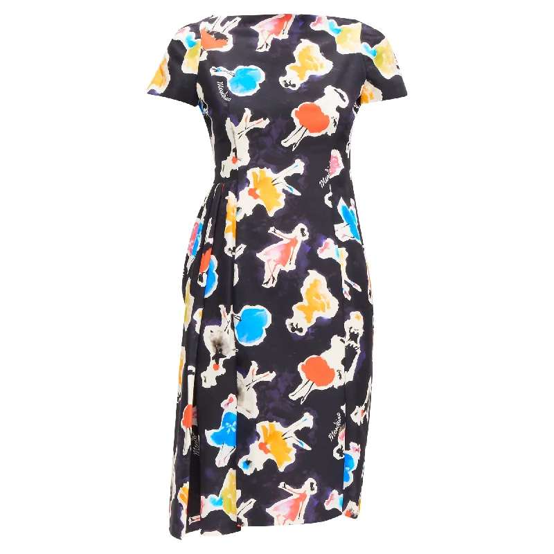 Moschino Couture colorful watercolor print asymmetric cocktail dress