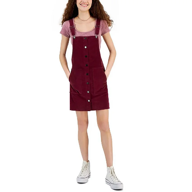 Womens Pockets Overall Mini Dress