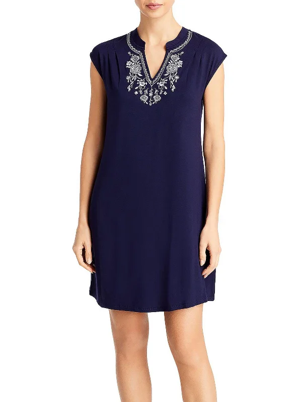 Womens Split Neck Mini T-Shirt Dress