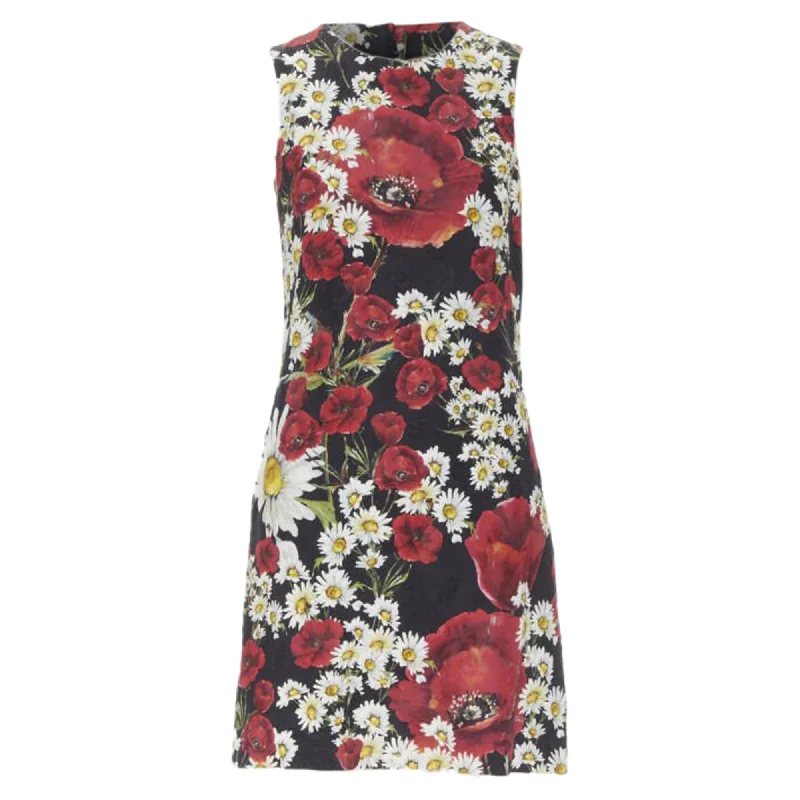 Dolce & Gabbana Poppy Daisy floral print jacquard mini sheath dress