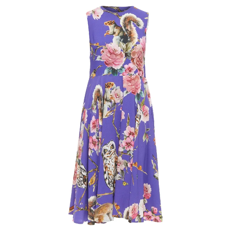 Dolce Gabbana squirrel garden floral print cocktail dress