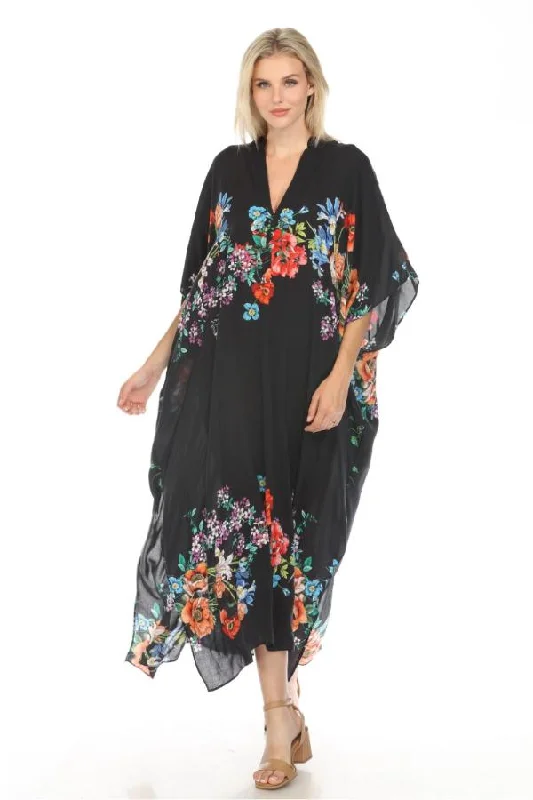 Johnny Was Floral V-Neck Maxi Kaftan Dress CSW7822AM