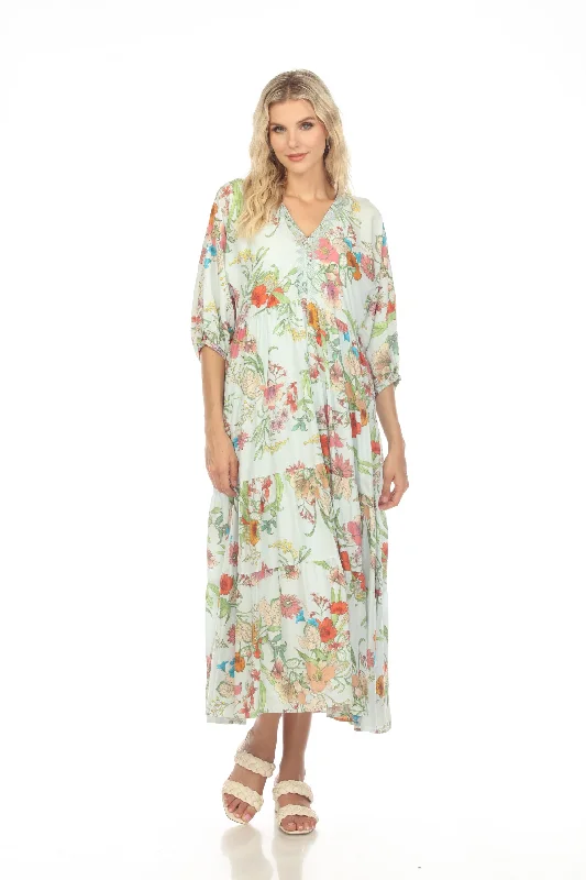 Johnny Was Workshop Liliana Silk Floral Dolman Tiered Maxi Dress Dress Boho Chic W36123