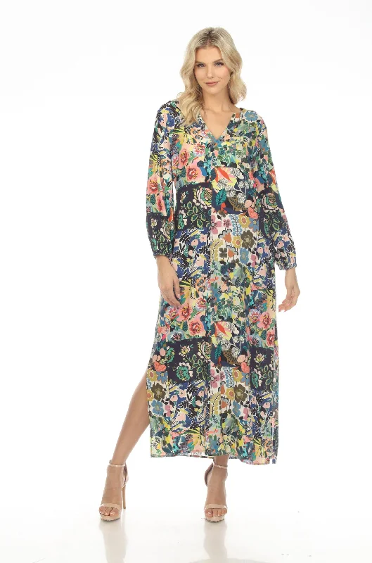 Johnny Was Layla Puff Sleeve Swim Cover-Up Maxi Dress Boho Chic CSW0423-F