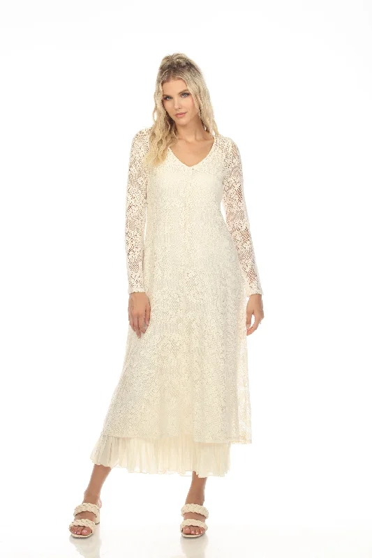 Johnny Was Love Tayla V-Neck Long Sleeve Lace Maxi Slip Dress Boho Chic L35123 NEW