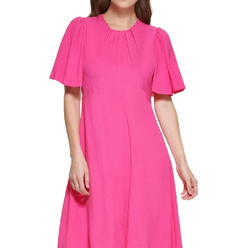 Calvin Klein Women's Flutter Sleeve A Line Dress Pink Size 4