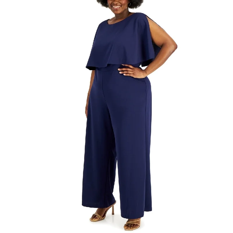 Connected Women's Popover Jumpsuit Blue Size 24W