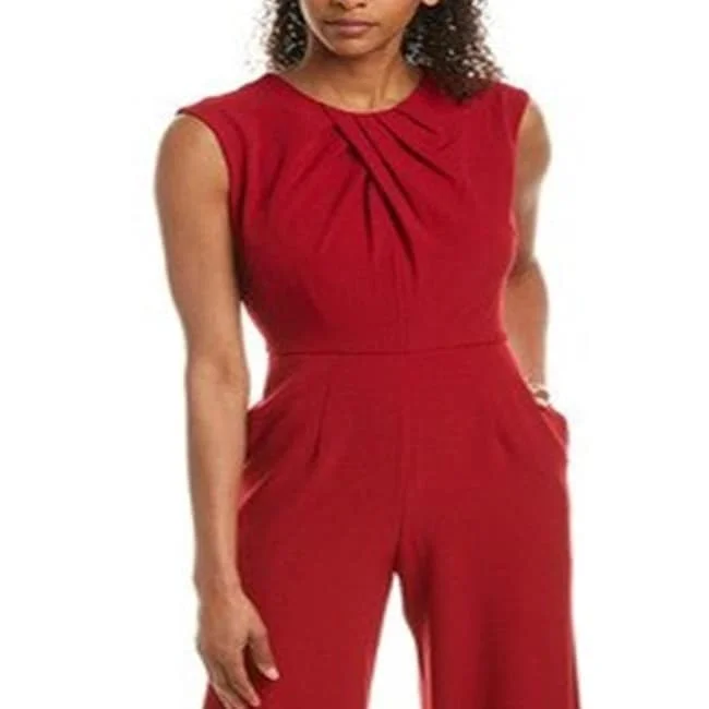 Donna Ricco Women's Round Neck Jumpsuit Red Size 4