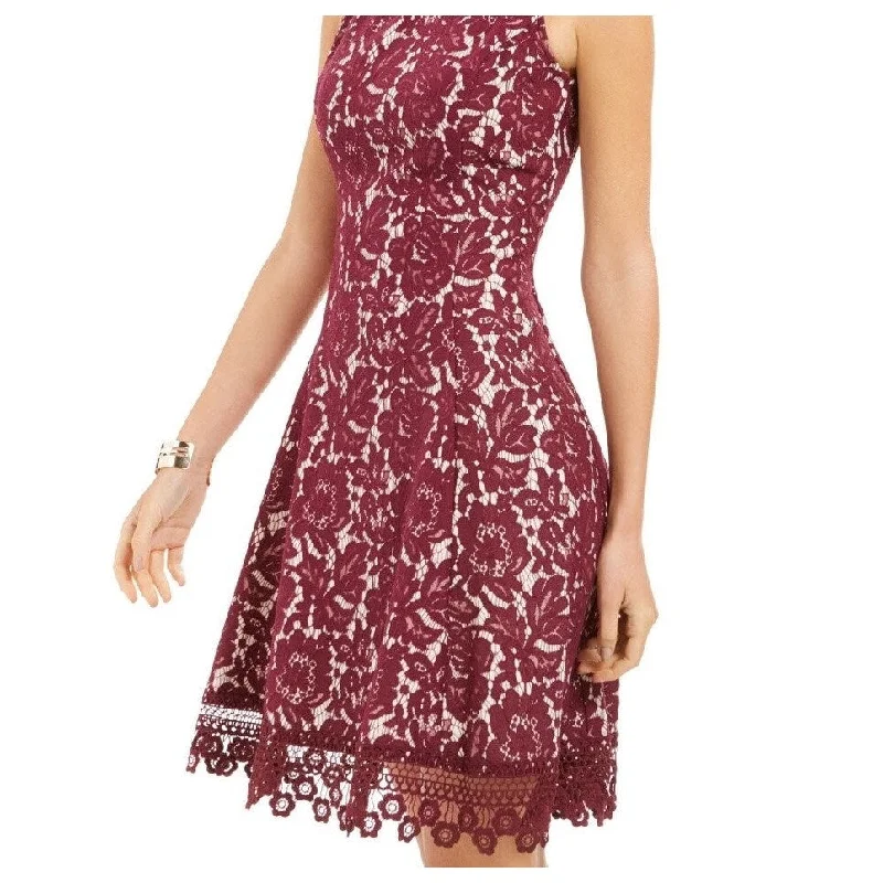 Donna Ricco Women's Sleeveless Lace Dress Dark Red Size 6