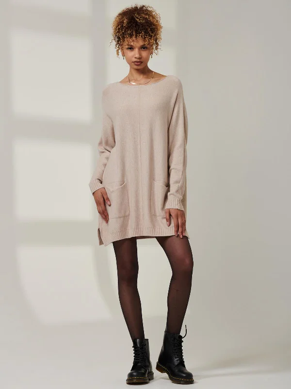 Front Pocket Loose Fit Knit Jumper, Sand Heather