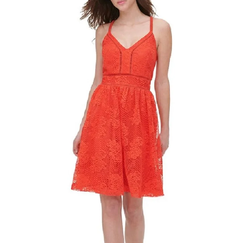 Guess Women's Lace Crisscross Dress Orange Size 6