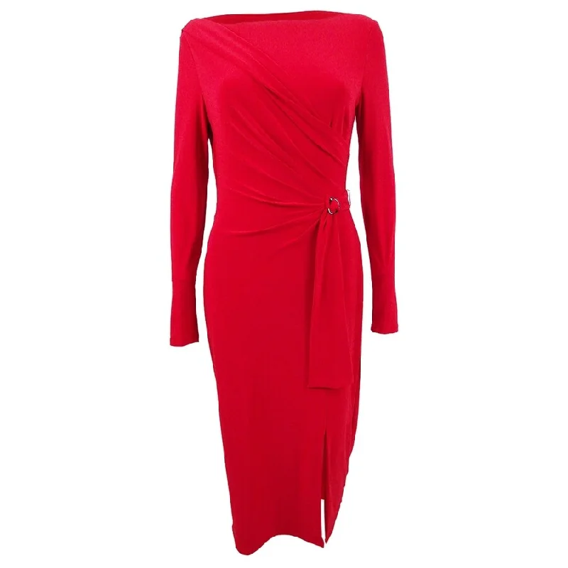 Lauren by Ralph Lauren Women's Buckled Wrap Dress (2, Parlor Red)