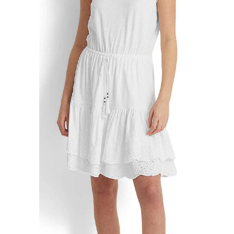 Lauren Ralph Lauren Women's Eyelet Jersey Dress White Size 12