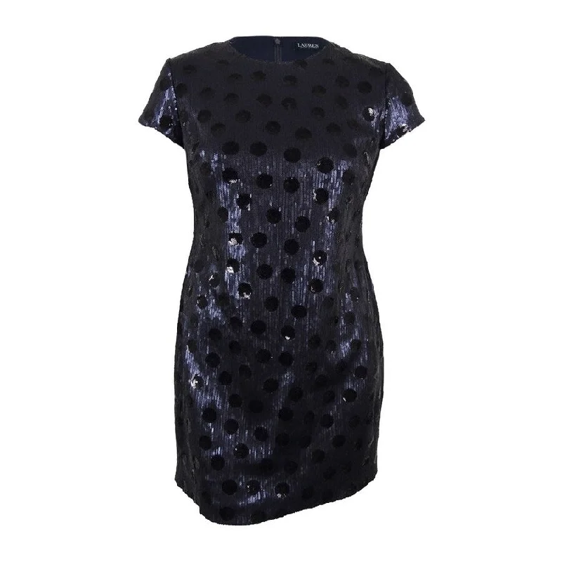 Lauren Ralph Lauren Women's Polka Dot Sequined Dress (0, Navy/Black)