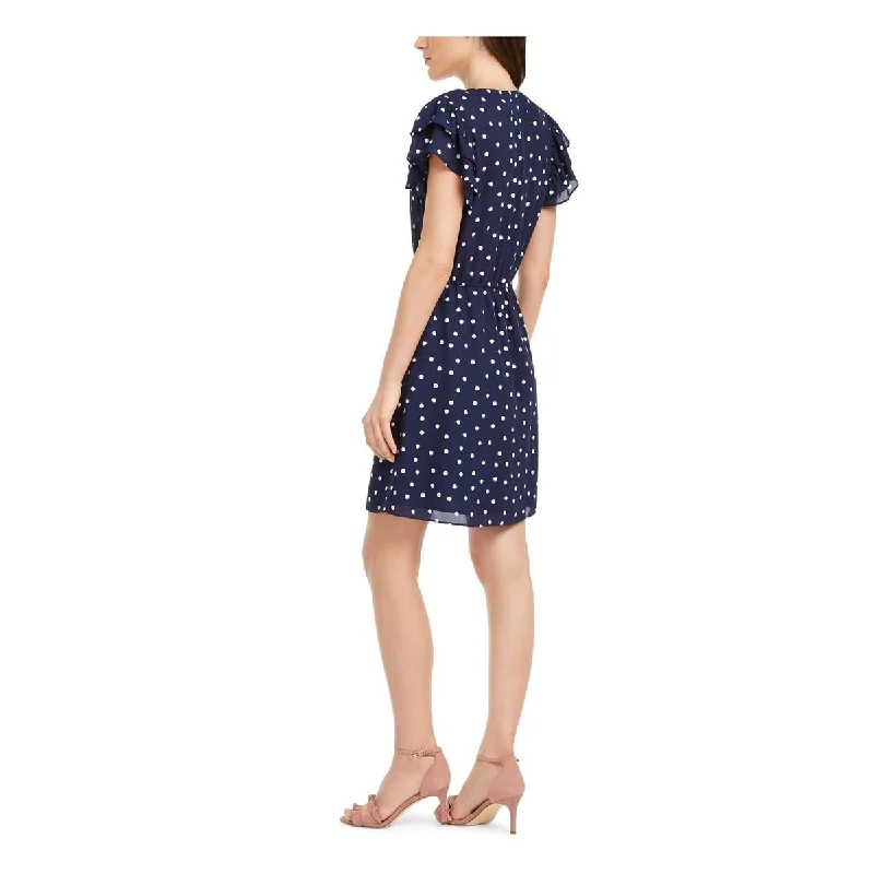 Maison Jules Women's Polka Dot V Neck Casual Dress Blue Size Xx-Small