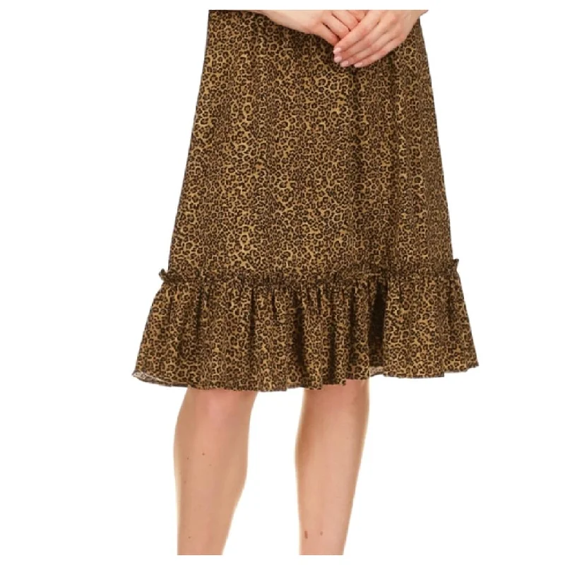 Michael Kors Women's Smocked Waist Cheetah Print Dress Brown Size X-Large