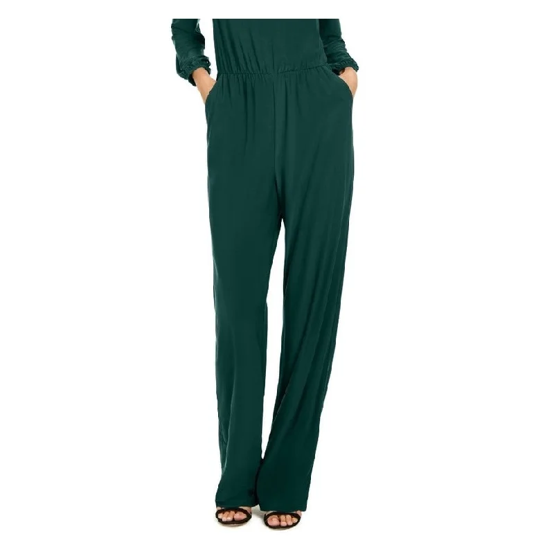 Ny Collection Women's Petite Chain-Link Jumpsuit Green Size Pxs