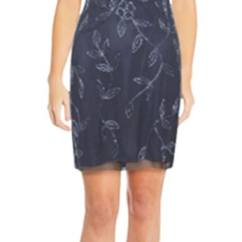 Papell Studio Women's Embellished Boat-Neck Dress Blue Size 4