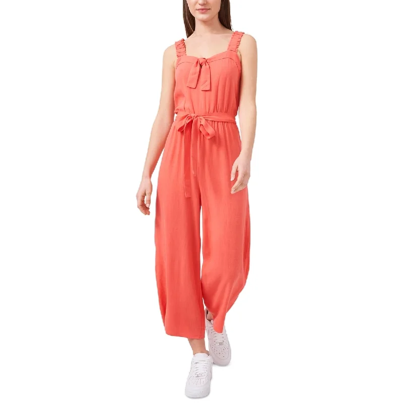 Riley & Rae Women's Zippered Ruched Tie Belt Sleeveless Sweetheart Neckline Wide Leg Jumpsuit Orange Size 6