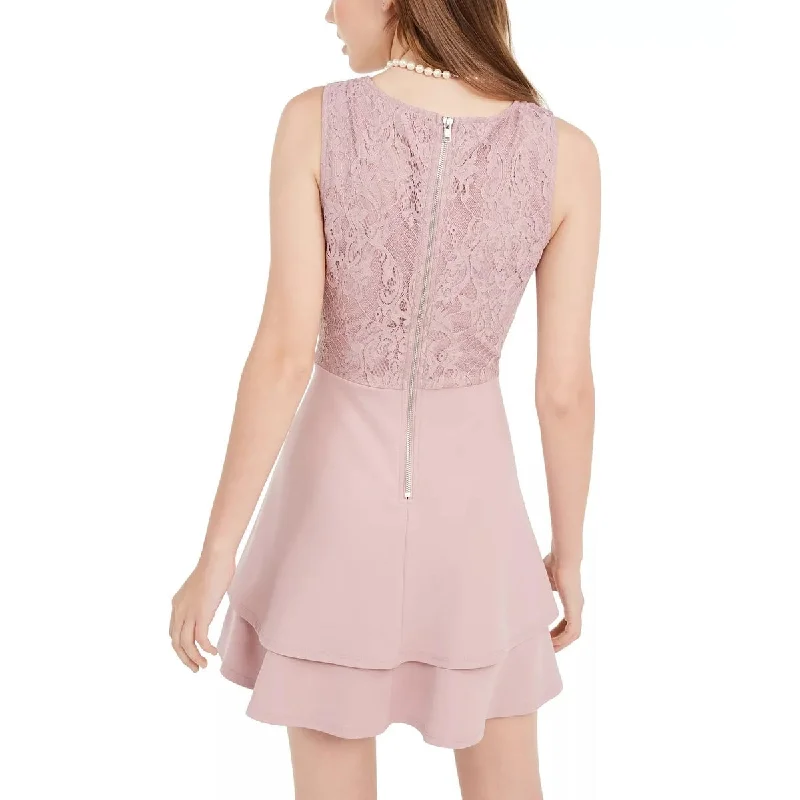 Speechless Juniors' Lace-Top Dress Pink Size Small