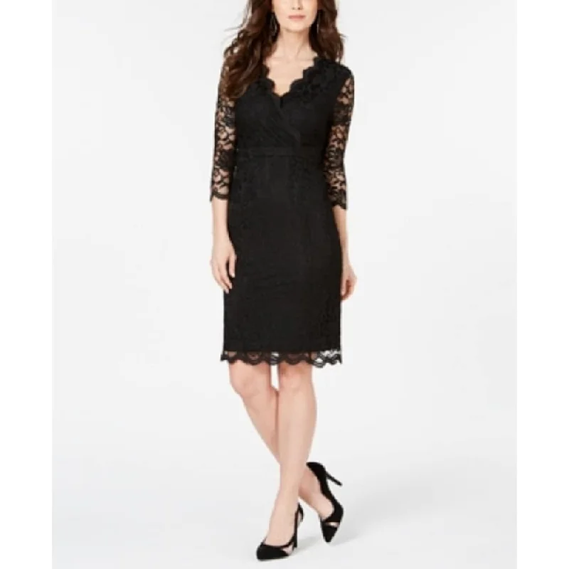 Thalia Sodi Women's Lace Sheath Dress Black Size X-Large