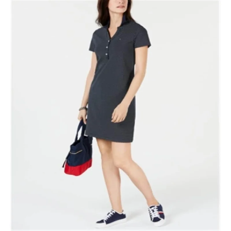 Tommy Hilfiger Women's Pin Dot Polo Shirt Dress Navy Size X-Large