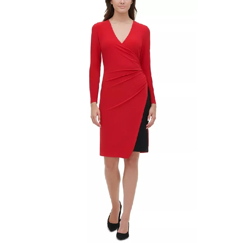 Tommy Hilfiger Women's Two Tone Jersey Wrap Dress Red Size 18