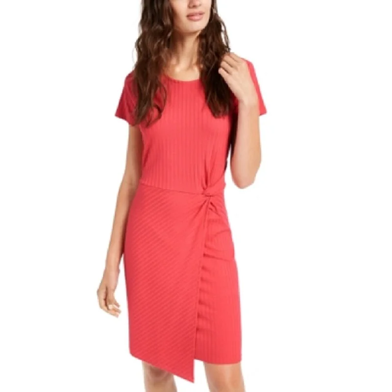 Ultra Flirt Junior's Ribbed Twist Front Dress Red Size Large