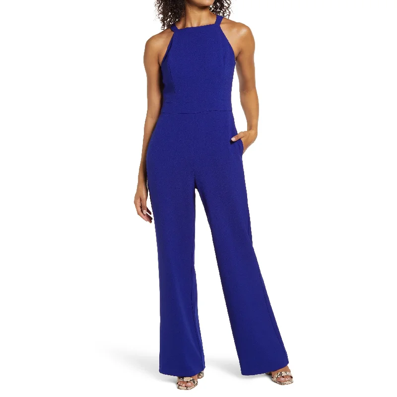 Vince Camuto Women's Back Cutout Halter Jumpsuit Blue Size 12