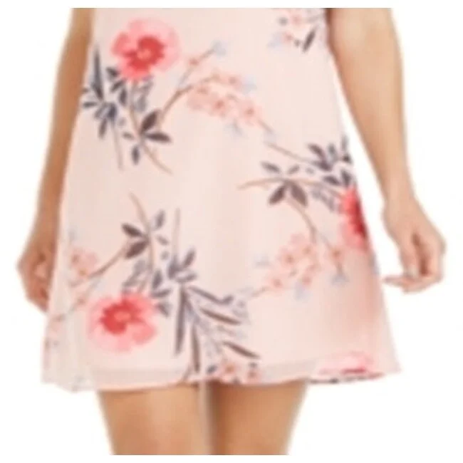 Vince Camuto Women's Floral Print Bow Shift Dress Pink Size 4