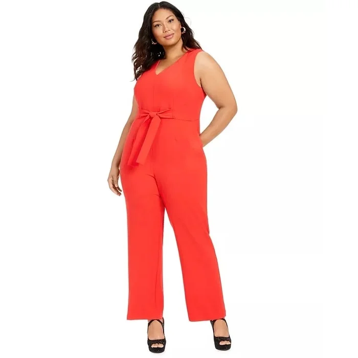 Vince Camuto Women's Plus Tie Front Jumpsuit Red Size Petite Small